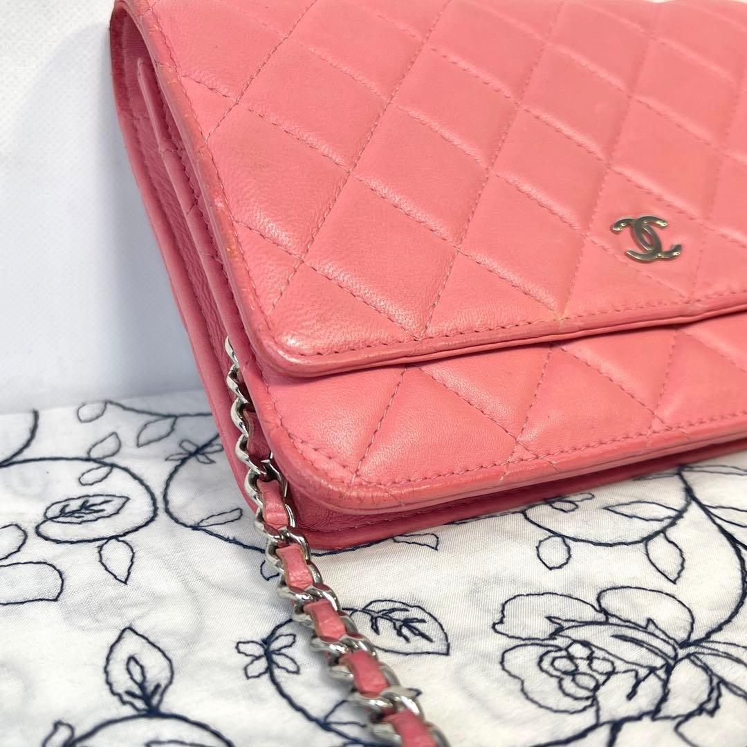 Chanel Chain Wallet Quilted Pink Silver — view 3