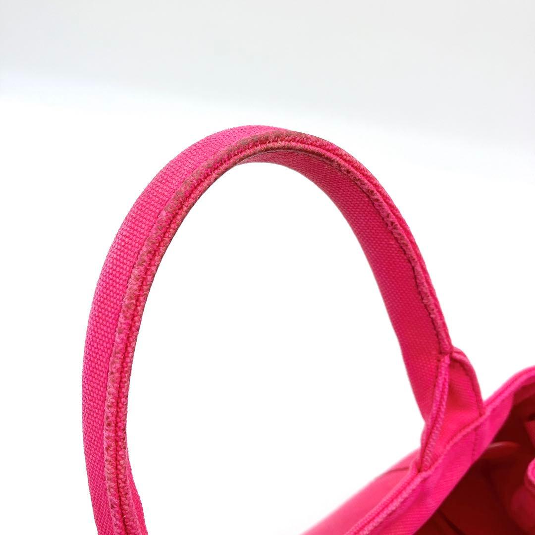 Prada Tote Bag Denim Bag Canapa Triangle Logo Plate Pink