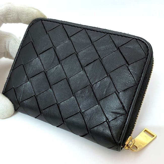 Bottega Veneta Coin Case Ec21504 Black Intrecciato