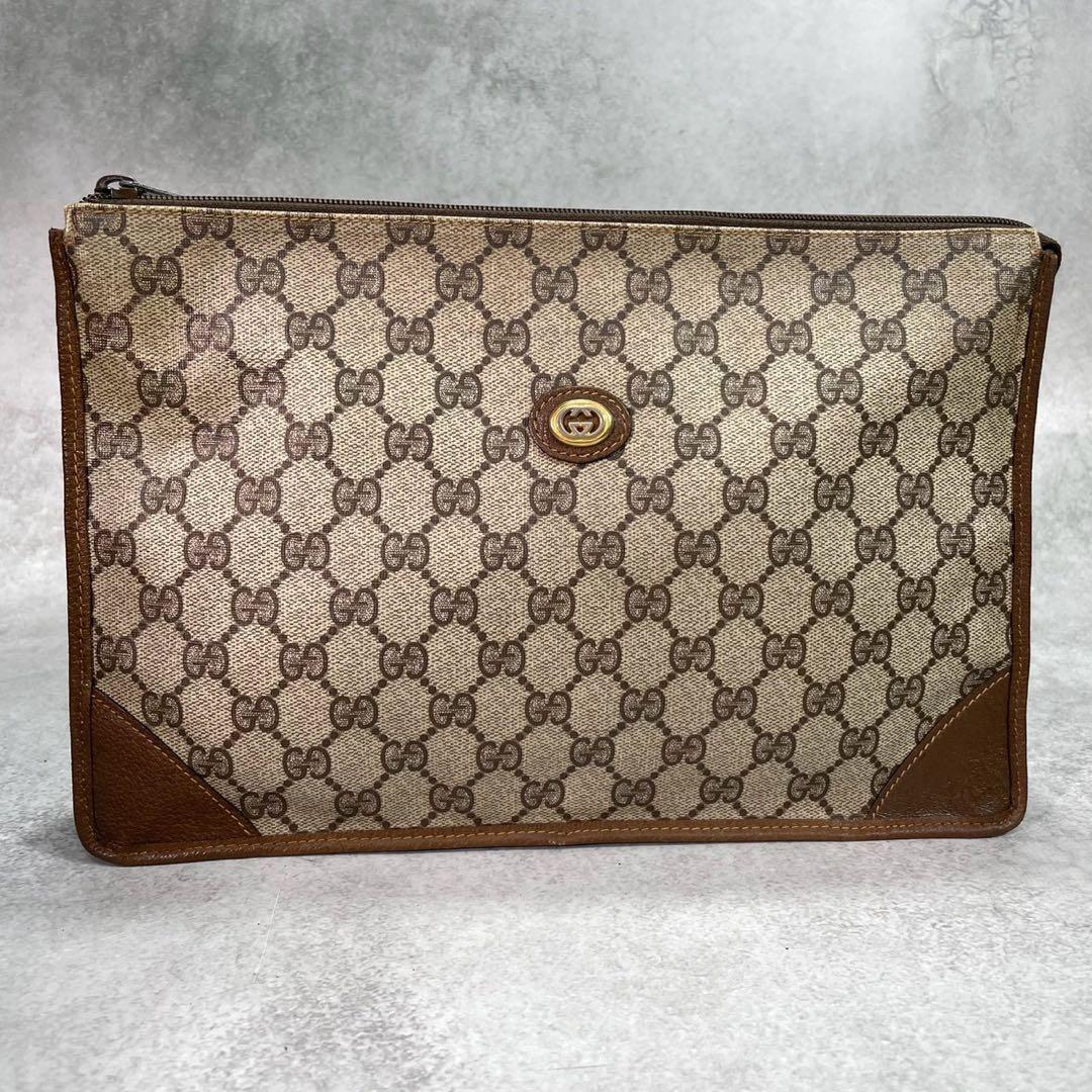 Gucci GG Clutch Brown Leather Logo Second — view 2