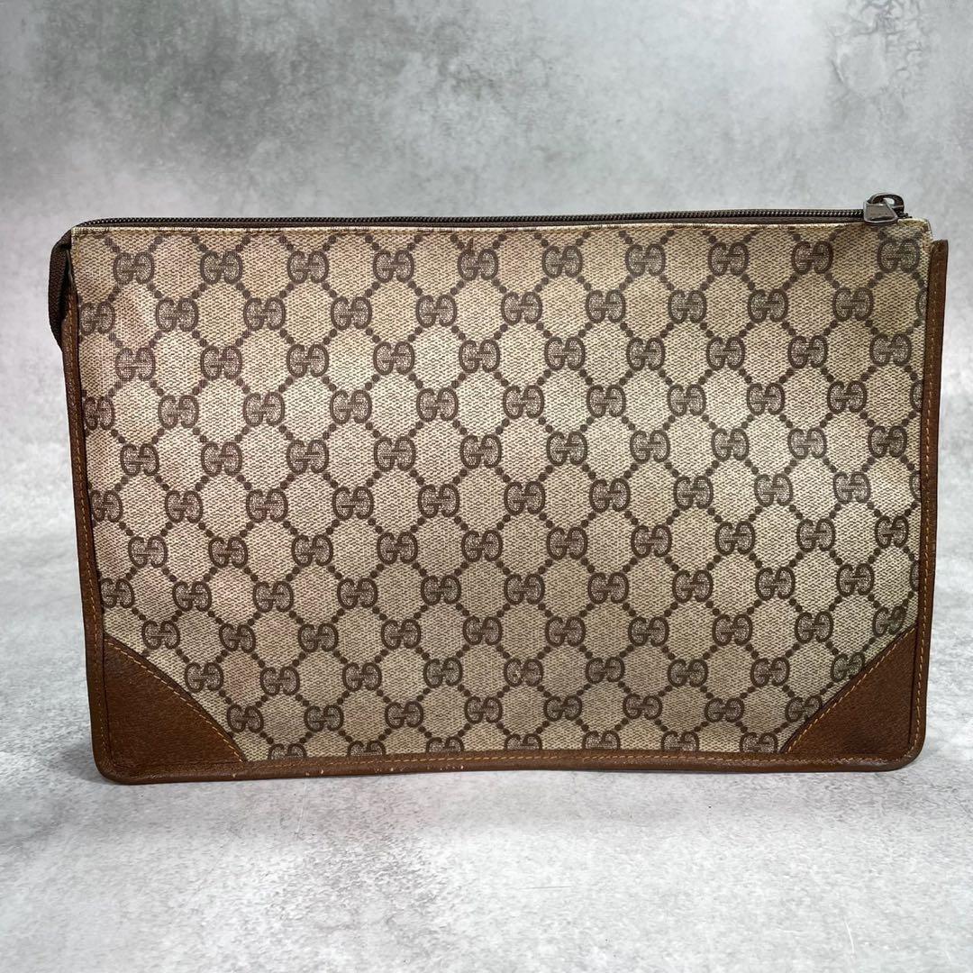 Gucci GG Clutch Brown Leather Logo Second — view 3