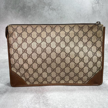Gucci GG Clutch Brown Leather Logo Second — view 3