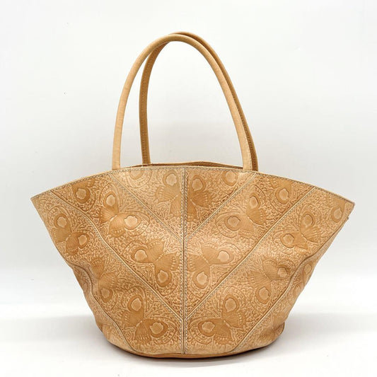 Bottega Veneta Tote Bag Butterfly Pattern Leather Beige