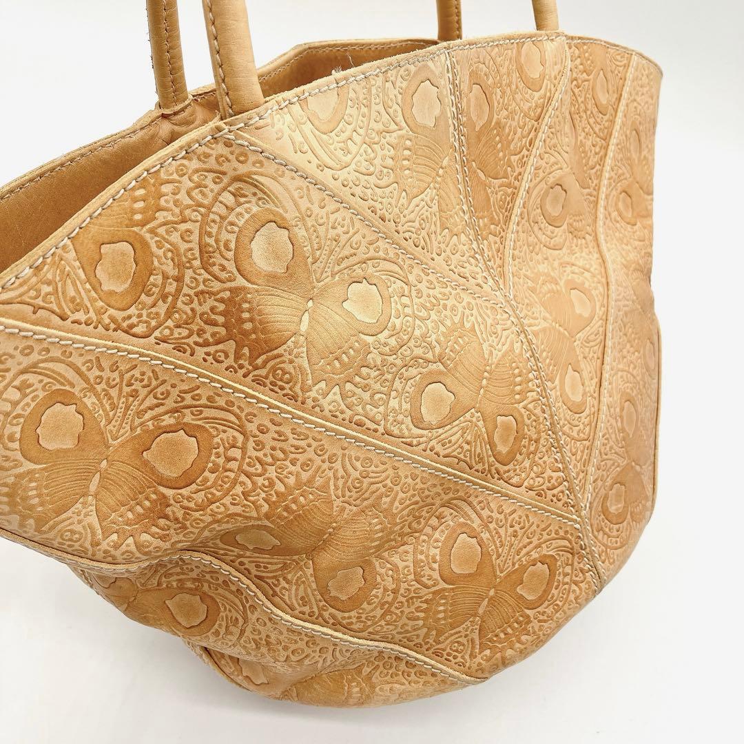 Bottega Veneta Tote Bag Butterfly Pattern Leather Beige