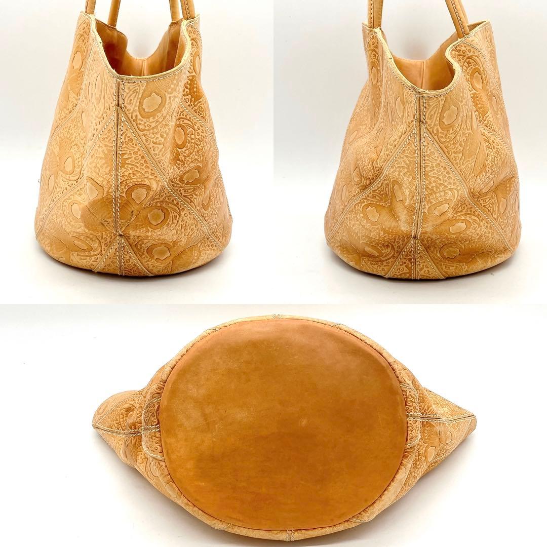 Bottega Veneta Tote Bag Butterfly Pattern Leather Beige