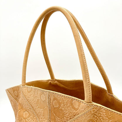 Bottega Veneta Tote Bag Butterfly Pattern Leather Beige