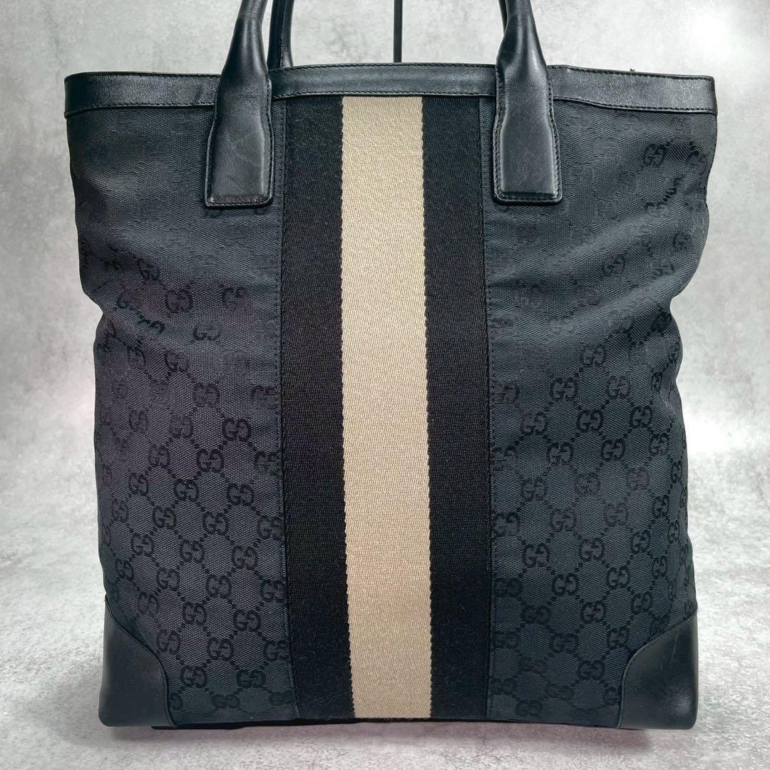 Gucci GG Sherry Line Tote Black Beige Leather — view 2