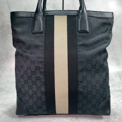 Gucci GG Sherry Line Tote Black Beige Leather — view 2
