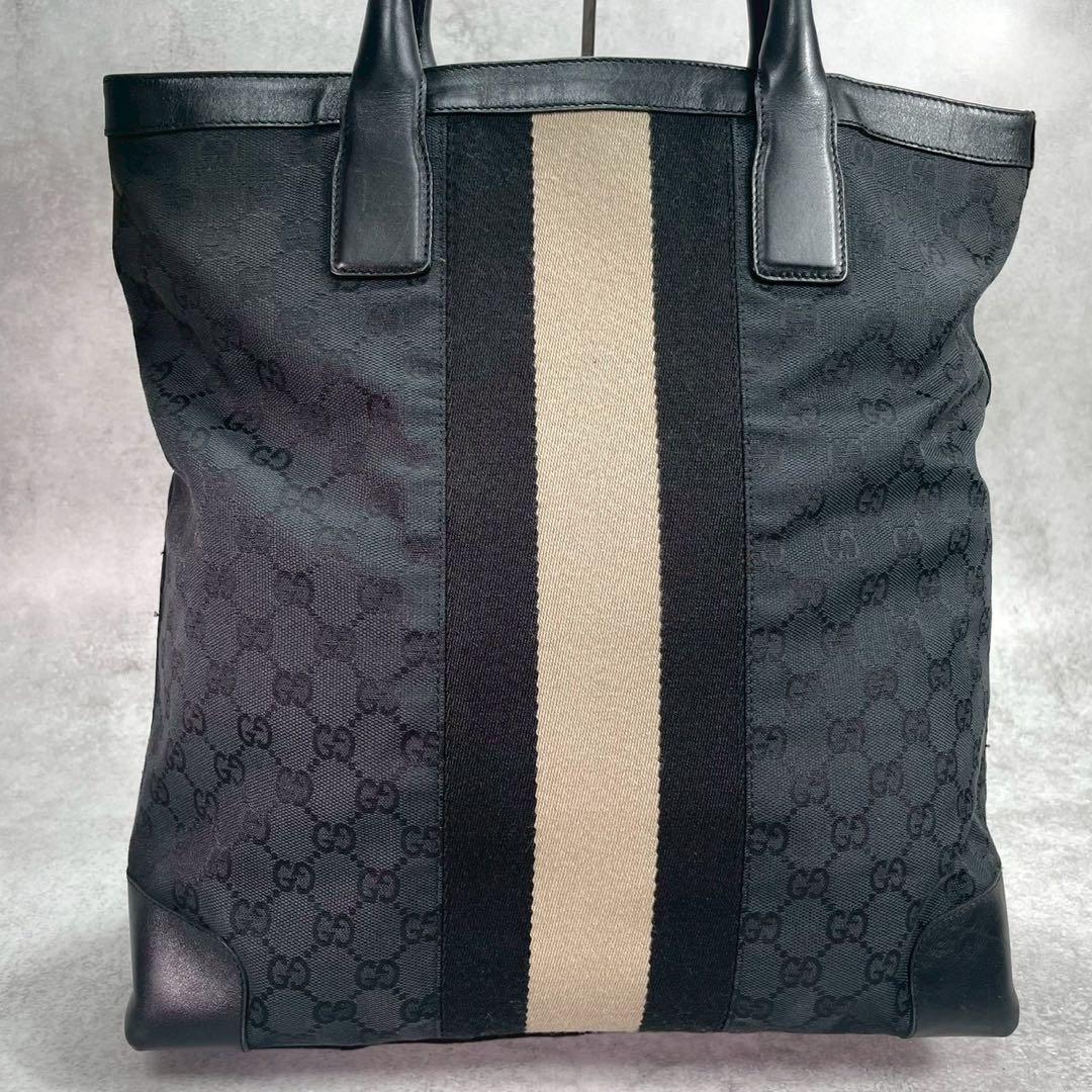 Gucci GG Sherry Line Tote Black Beige Leather — view 3