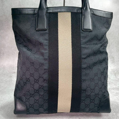 Gucci GG Sherry Line Tote Black Beige Leather — view 3