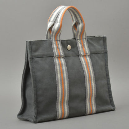 Hermes Ginza Store Limited Fourre Tout PM Handbag Canvas Gray Tote — view 2