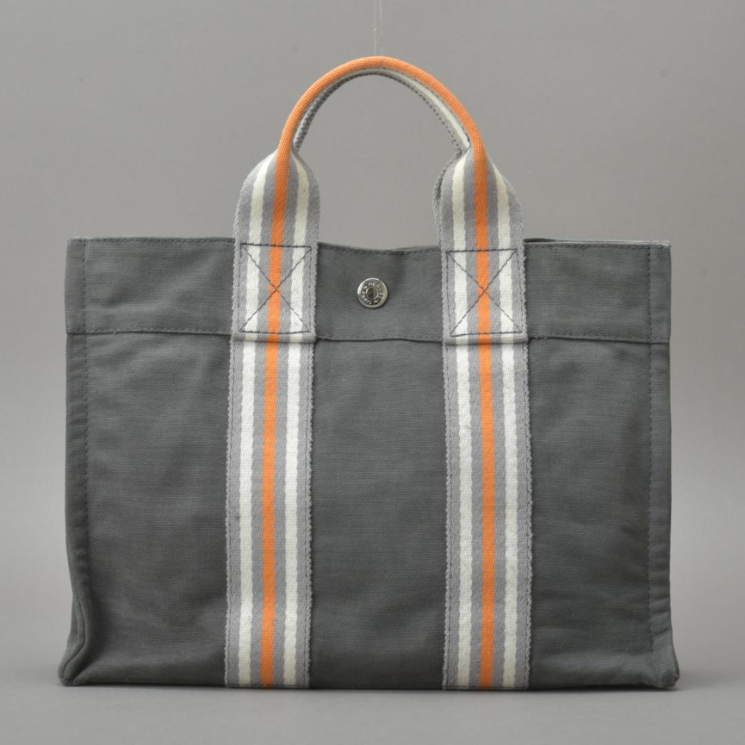 Hermes Ginza Store Limited Fourre Tout PM Handbag Canvas Gray Tote — view 3