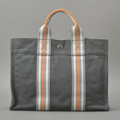 Hermes Ginza Store Limited Fourre Tout PM Handbag Canvas Gray Tote — view 3
