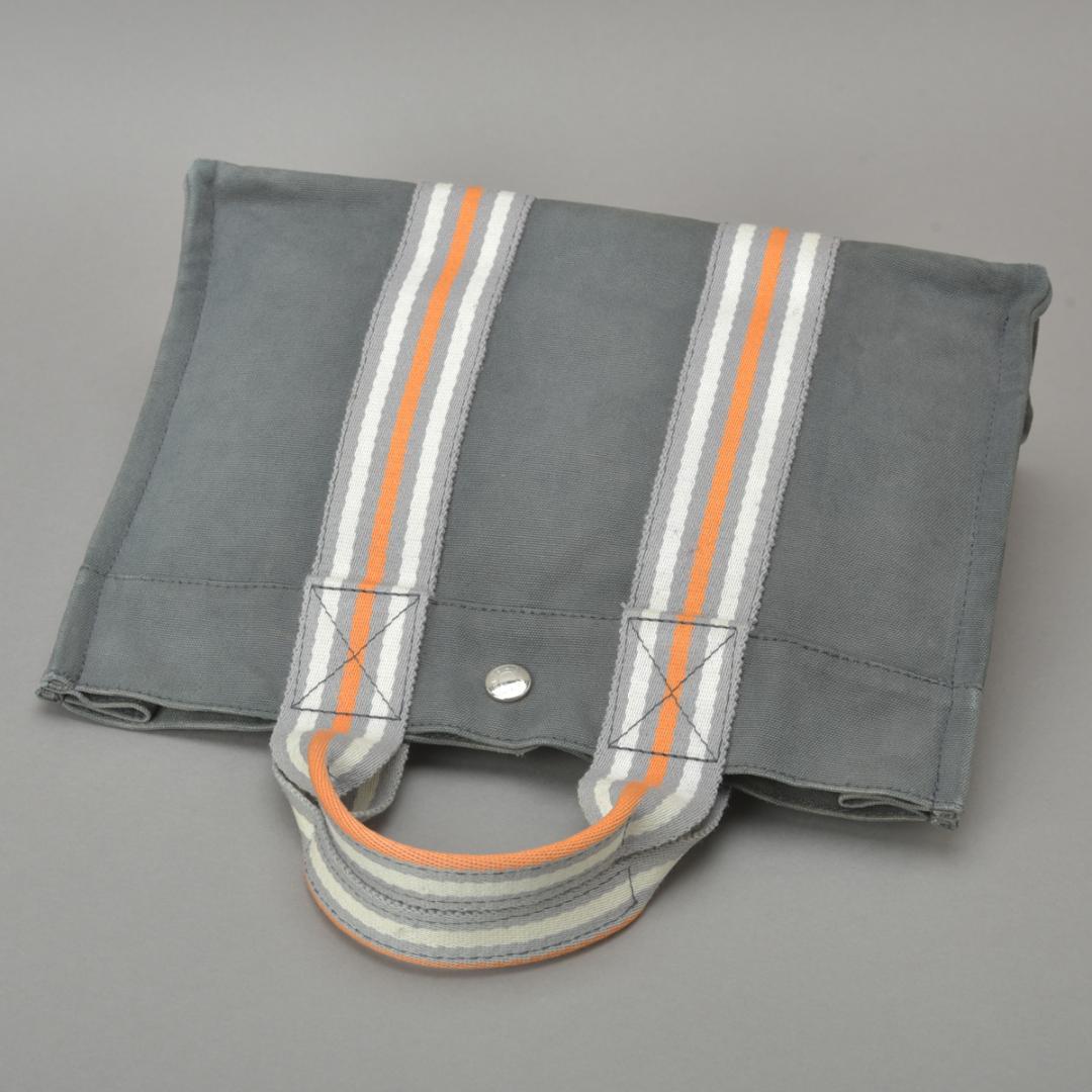 Hermes Ginza Store Limited Fourre Tout PM Handbag Canvas Gray Tote — view 4