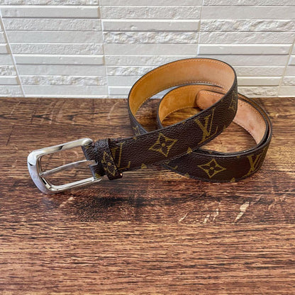 Louis Vuitton Monogram Leather Ceinture Belt Silver Brown — view 2