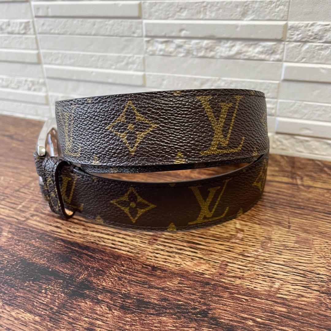 Louis Vuitton Monogram Leather Ceinture Belt Silver Brown — view 4