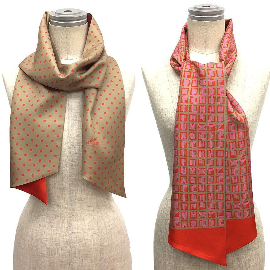 Hermes Tie Scarf Maxi Twillie Cut Dot Aq9659