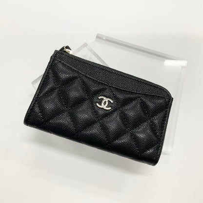 Chanel Caviar Leather CC Logo Quilted Card Case Coin Purse