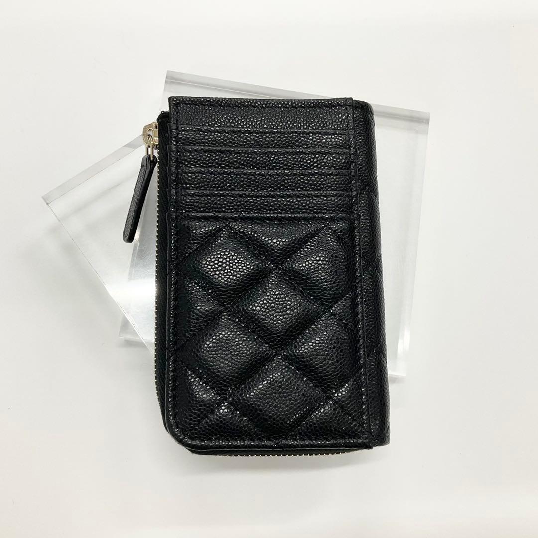 Chanel Caviar Leather CC Logo Quilted Card Case Coin Purse — view 3