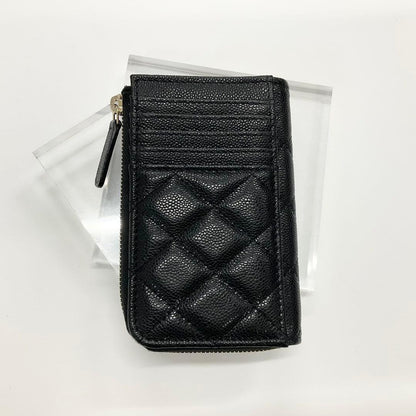 Chanel Caviar Leather CC Logo Quilted Card Case Coin Purse — view 3