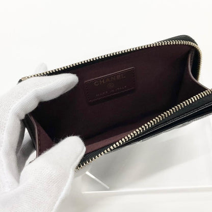 Chanel Caviar Leather CC Logo Quilted Card Case Coin Purse — view 6