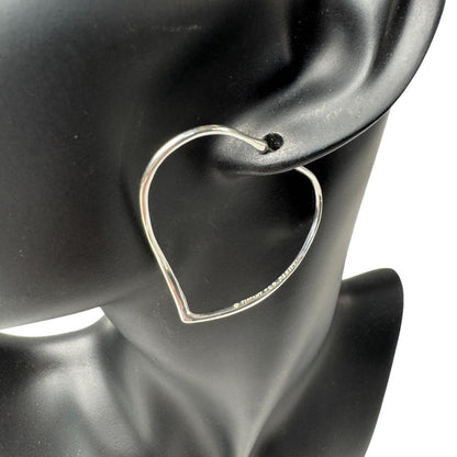 Tiffany & Co Open Heart Hoop Earrings 925 Sterling Silver Elsa Peretti