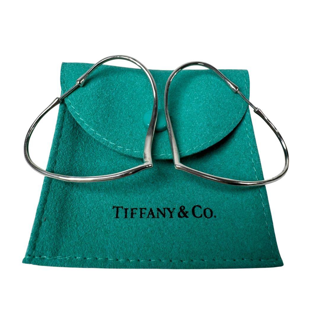 Tiffany & Co Open Heart Hoop Earrings 925 Sterling Silver Elsa Peretti — view 2