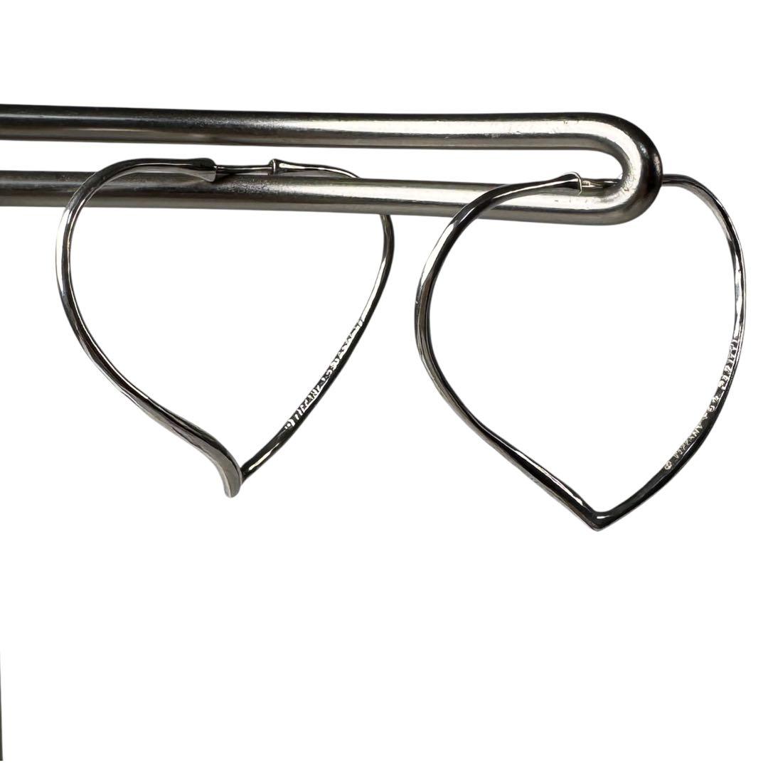 Tiffany & Co Open Heart Hoop Earrings 925 Sterling Silver Elsa Peretti — view 3
