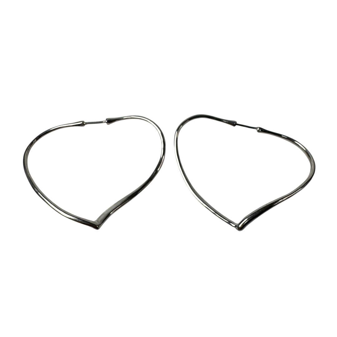 Tiffany & Co Open Heart Hoop Earrings 925 Sterling Silver Elsa Peretti — view 4