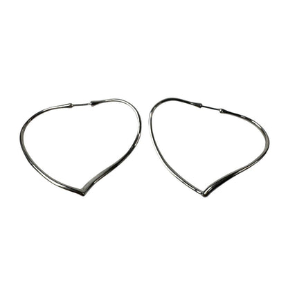 Tiffany & Co Open Heart Hoop Earrings 925 Sterling Silver Elsa Peretti — view 4