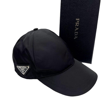 Prada Nylon Triangleplate Logo Cap Black