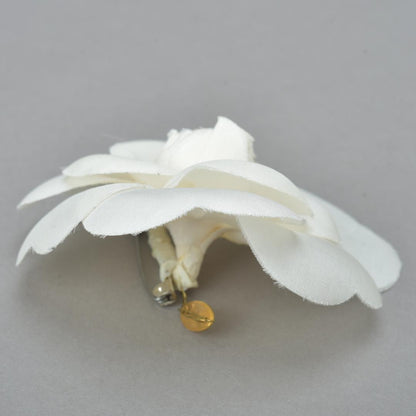 Chanel Camellia Brooch Corsage Silk White Flower — view 5