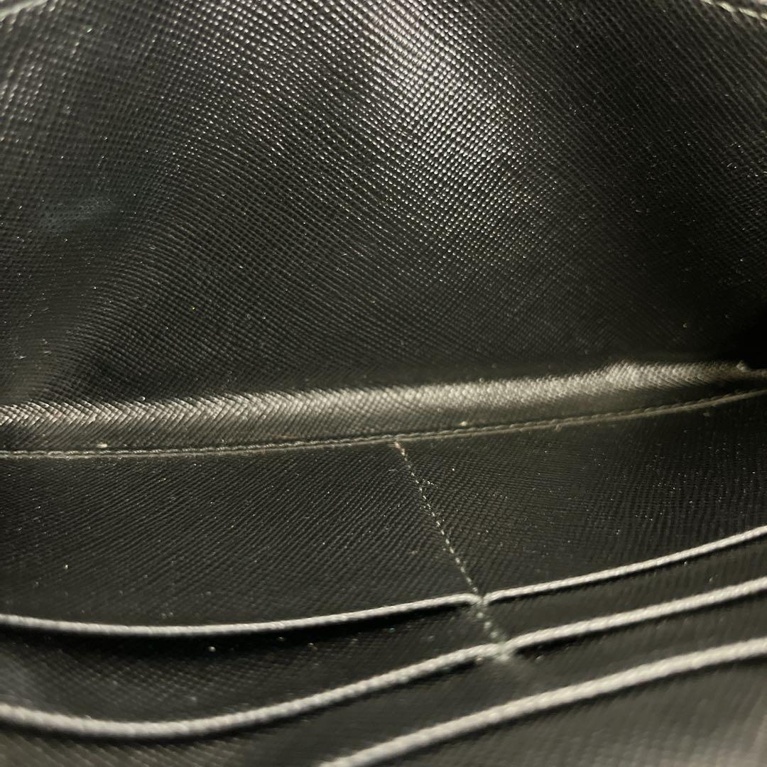 Accessories Complete Prada Long Wallet Metal Logo Round Zip Saffiano Black