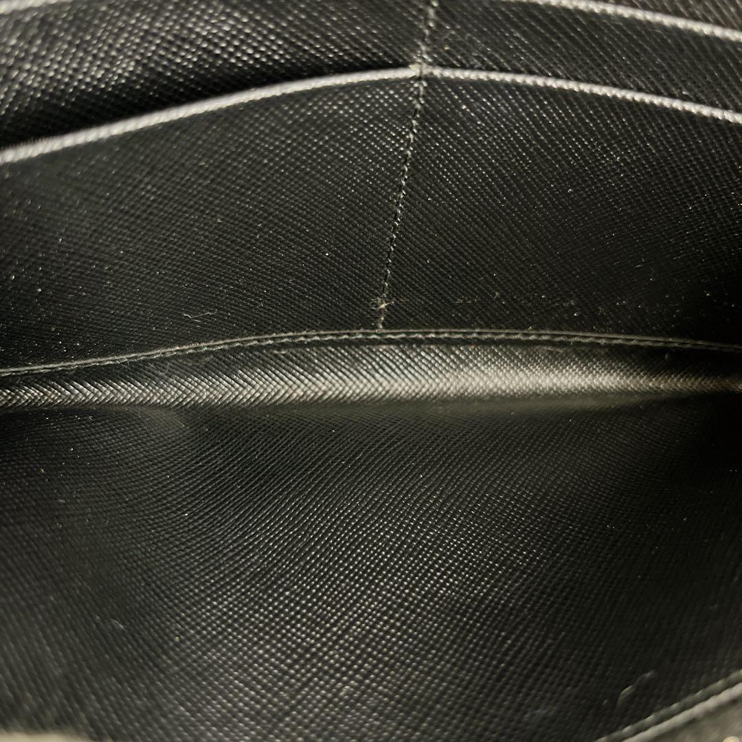 Accessories Complete Prada Long Wallet Metal Logo Round Zip Saffiano Black