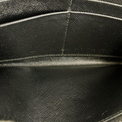 Accessories Complete Prada Long Wallet Metal Logo Round Zip Saffiano Black