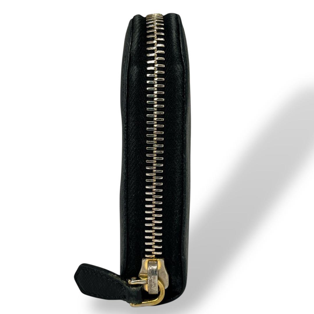 Accessories Complete Prada Long Wallet Metal Logo Round Zip Saffiano Black