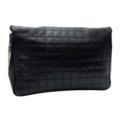Celine Leather Triomphe Logo Chain Shoulder Bag Black — view 2