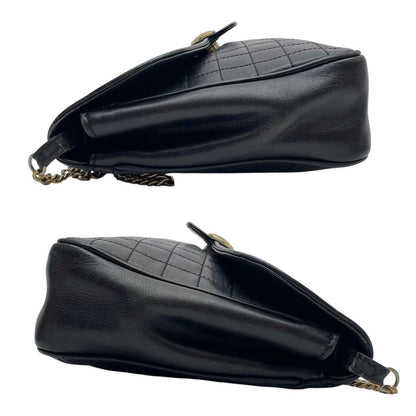 Celine Leather Triomphe Logo Chain Shoulder Bag Black — view 4
