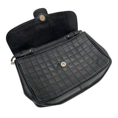 Celine Leather Triomphe Logo Chain Shoulder Bag Black — view 7