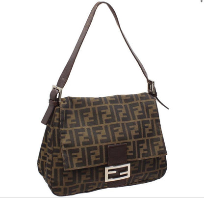 Fendi Zucca Pattern Mamma Baguette One Shoulder Handbag