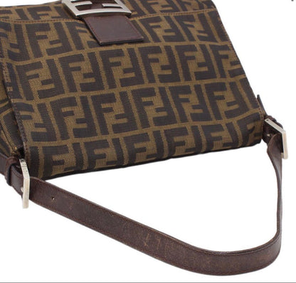 Fendi Zucca Pattern Mamma Baguette One Shoulder Handbag