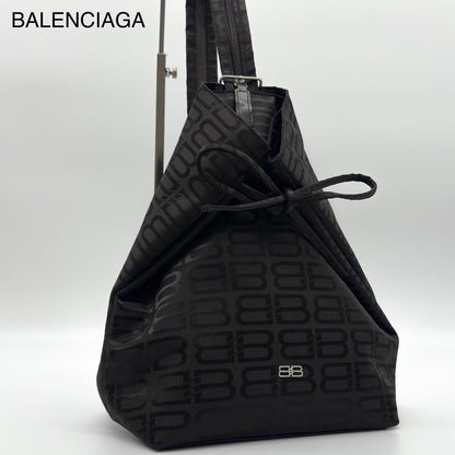 Balenciaga All Over Nylon Backpack Black Monaco Brown