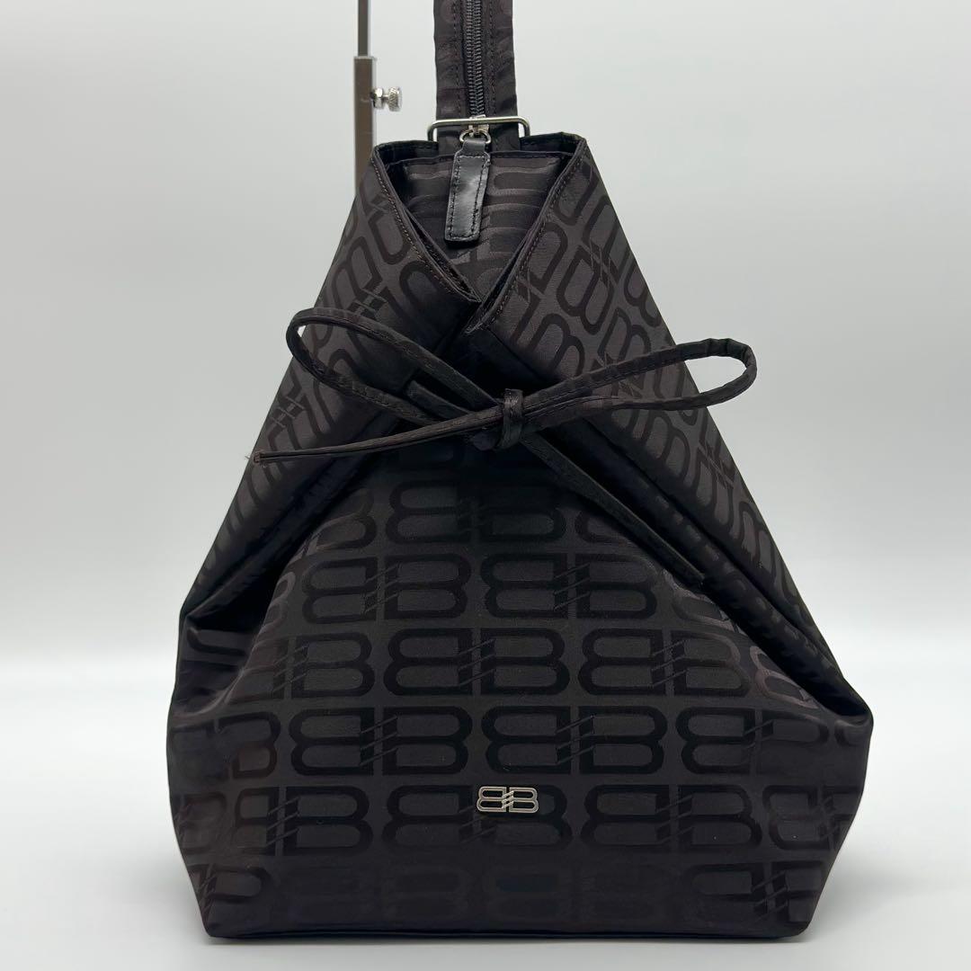 Balenciaga All Over Nylon Backpack Black Monaco Brown — view 2