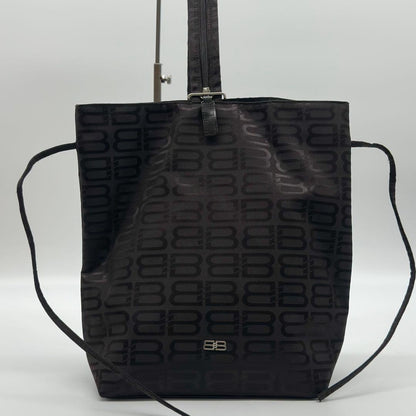 Balenciaga All Over Nylon Backpack Black Monaco Brown — view 3
