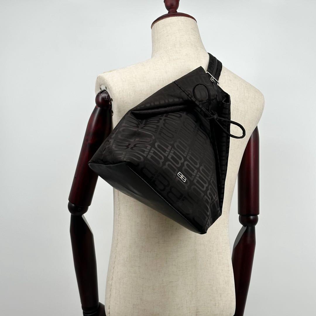Balenciaga All Over Nylon Backpack Black Monaco Brown — view 5