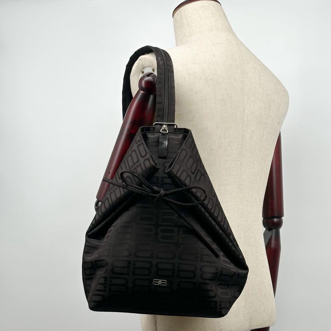 Balenciaga All Over Nylon Backpack Black Monaco Brown — view 6