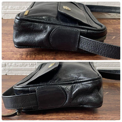Celine Leather Carriage Logo Shoulder Bag Gold Black — view 4