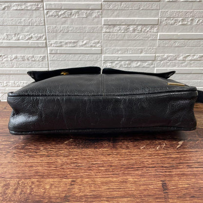 Celine Leather Carriage Logo Shoulder Bag Gold Black — view 5