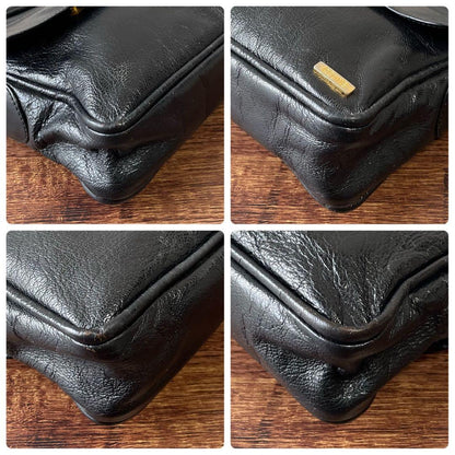 Celine Leather Carriage Logo Shoulder Bag Gold Black — view 6