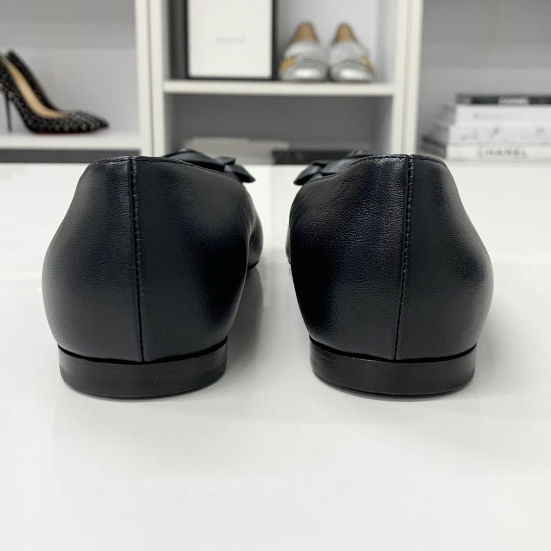 Chanel Leather Patent Camellia CC Logo Flat Shoes — view 5